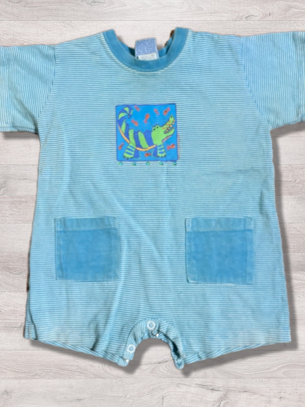 Vintage 90s Fresh Produce Alligator Crocodile Baby Infant Romper 12 Months